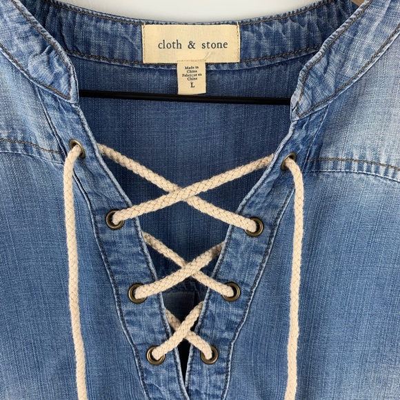 Cloth & Stone Lace Up Chambray Dress - Picture 3 of 3